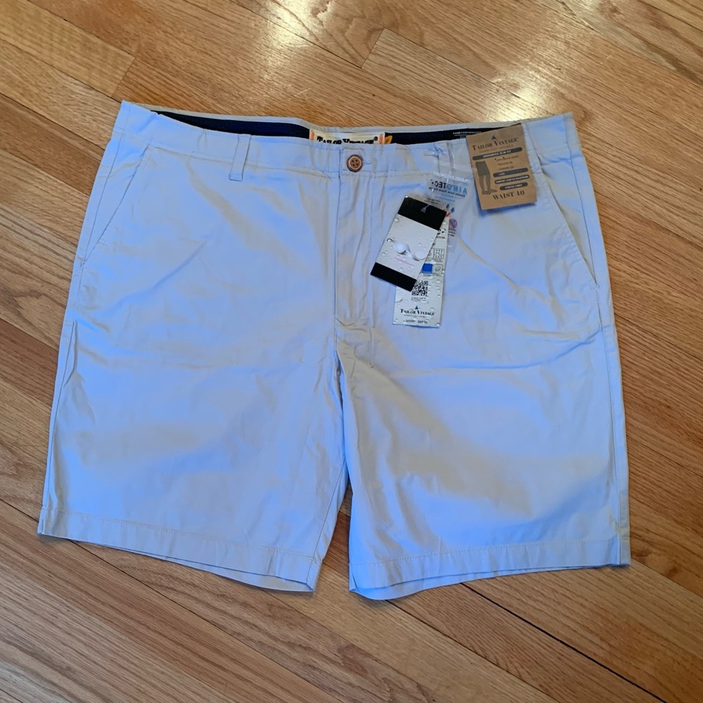 Tailor Vintage Traveler Flat Front Airotec Stretch Walking Shorts—Summer Khaki